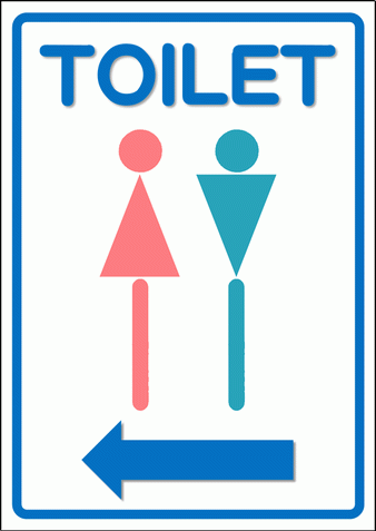 トイレ案内の矢印表示の張り紙のテンプレート
